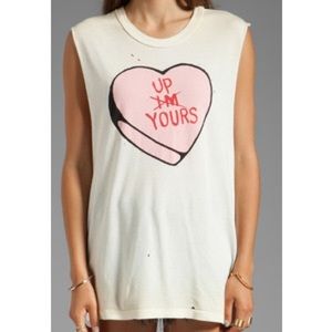 Unif NWOT Up Yours candy heart muscle tee Large
